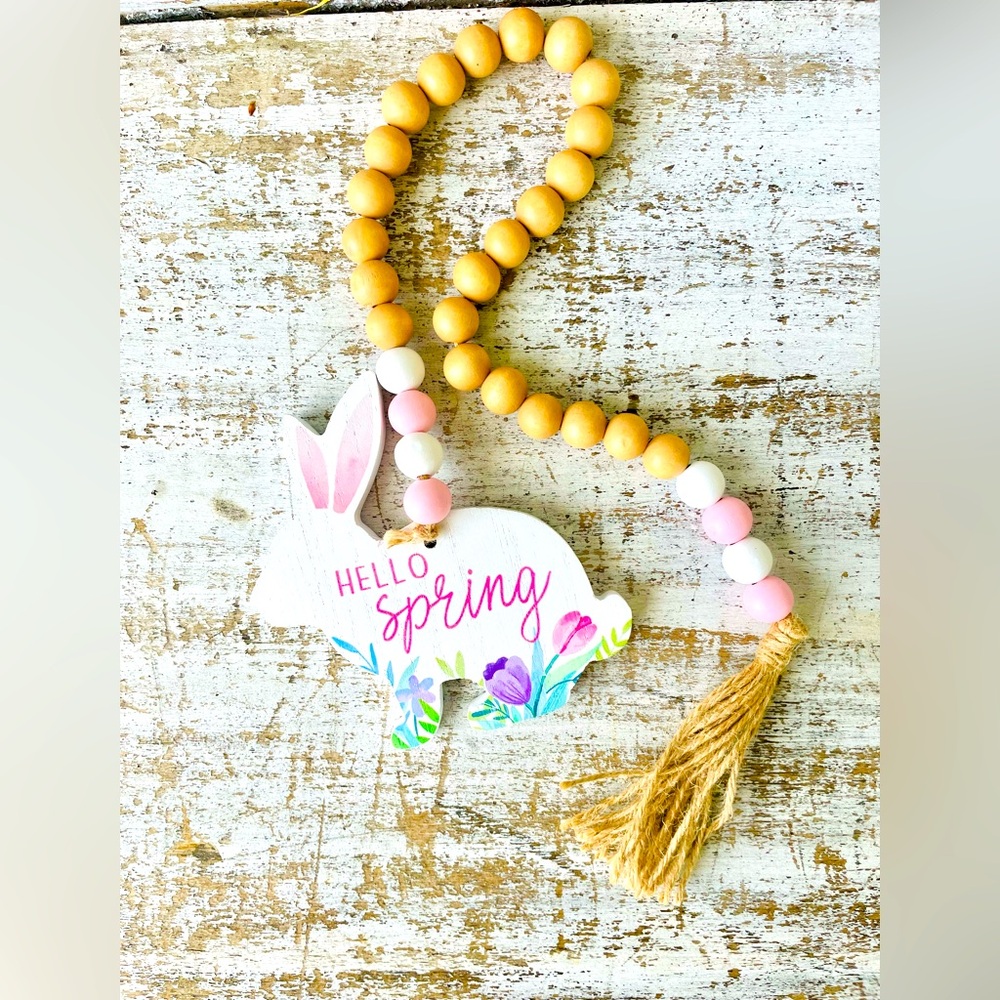 *Hello Spring Wooden Bead Garland w/Bunny